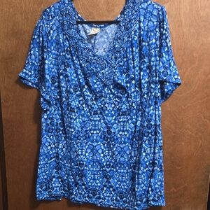 Faded Glory Blue Mosaic Women's Blouse